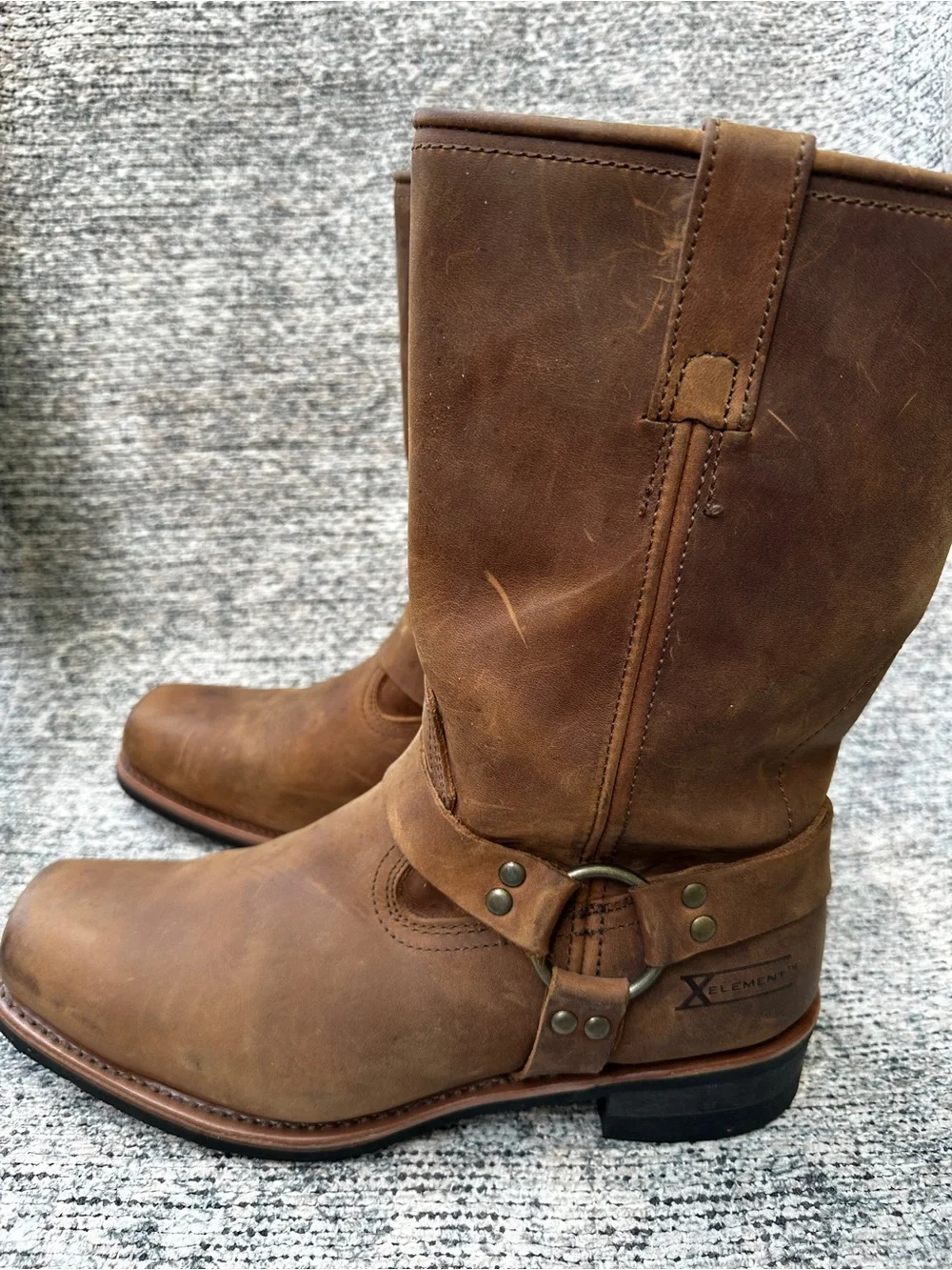 Xelement Men’s Leather Harness Boots Size 13 Brown Cognac Motorcycle Style 1556